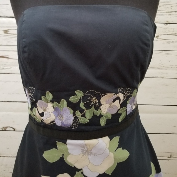 LOFT navy floral strapless dress - Picture 3 of 8